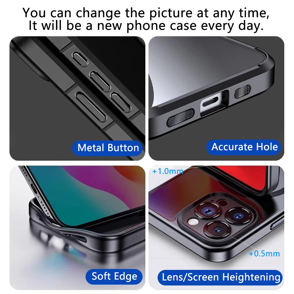 Smart Tech Phone Case For iPhone 15 14 13 Pro Max NFC Silicone Case APP Refresh Pattern DIY Fashion Girl Phone Cover