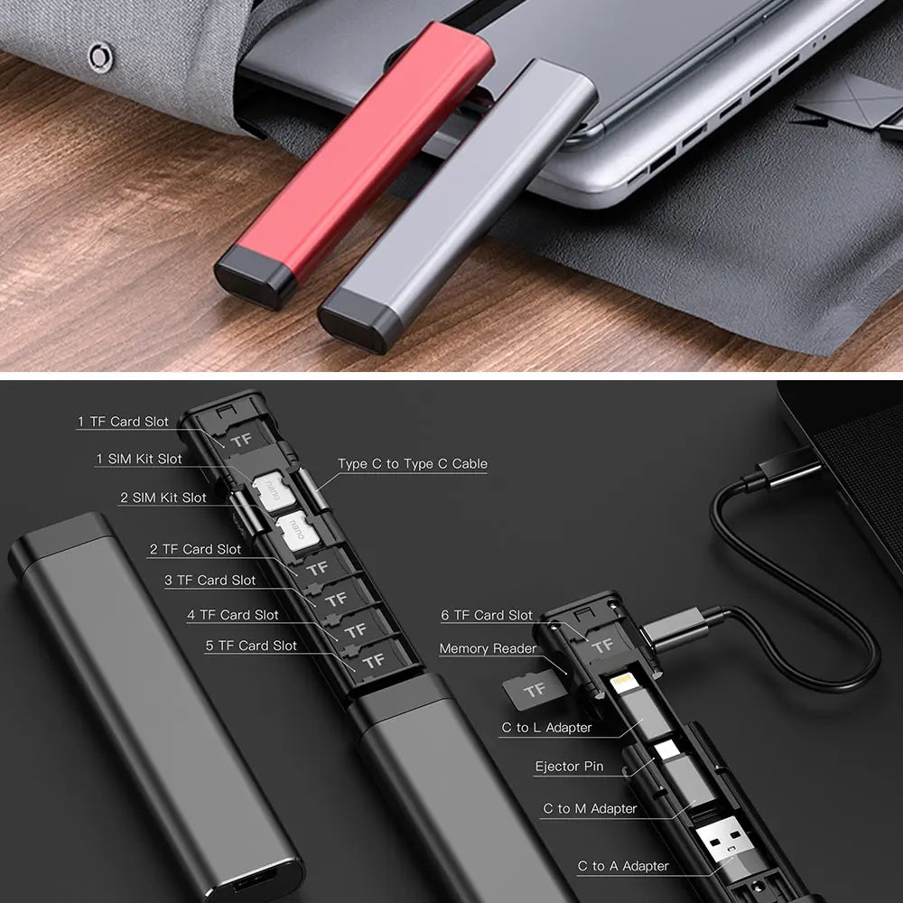 Majic Adapter 9 in 1 USB To Type C OTG Adapter Multi-Function Data Wire Rod SIM KIT TF Card Memory Reader Storage Case Phone Cradle
