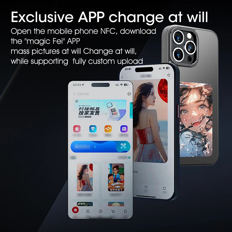 Smart Tech color ink screen iphone case 15 Pro E ink phone case with nfc display