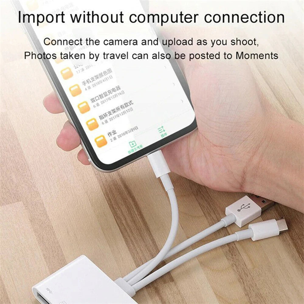 Majic Adapter 5 In 1 OTG Card Reader USB Type-C Lightning HUB Adapter for Iphone Xiaomi Huawei Samsung Ipad Macbook Laptop Memory Flash Drive